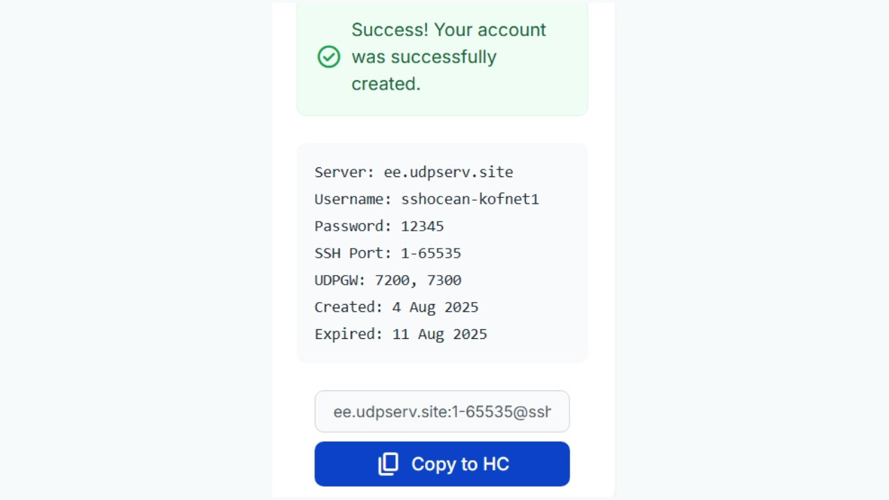 UDP Server Credentials